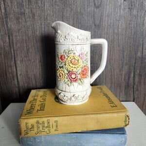 Vintage Lefton Ceramic Floral Pitcher Marigolds Cottagecore MCM Decor #6237